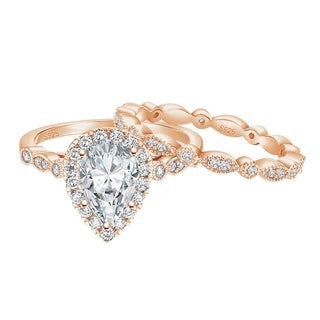 Rose Gold 1.5Ct 925 Sterling Silver Women Ring Sets Wedding Teardrop Engagement Rings