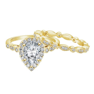 14K Gold Plated 1.5Ct 925 Sterling Silver Women Ring Sets Wedding Teardrop Engagement Bands
