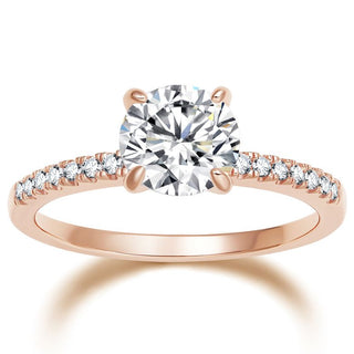 925 Sterling Silver Rings 1.25 CT Round Solitaire 5A Cubic Zirconia Rose Gold Plated Women Engagement Bands