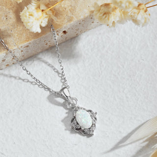 Fashion Wholesale Oval Shape 925 Sterling Silver Jewelry Necklace Elegant Blue Opal Pendant Necklace for Women