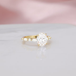 14K Gold Plated 925 Sterling Silver Ring Oval Cut Cubic Zirconia Women Engagement Rings