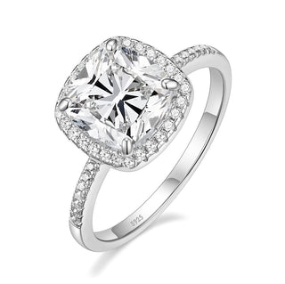 3.5Ct 925 Sterling Silver Ring Cushion Cut Cubic Zirconia Women Engagement Bands