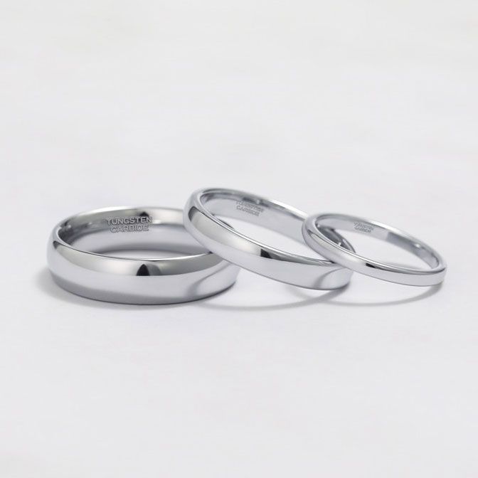 4mm High Polished Silver Color Tungsten Rings For Men Women Wedding Bands