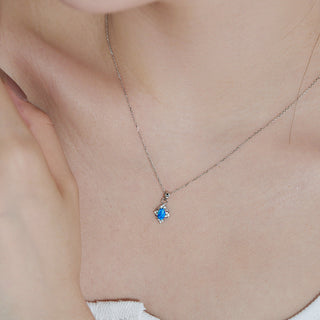 Fashion Wholesale Oval Shape 925 Sterling Silver Jewelry Necklace Elegant Blue Opal Pendant Necklace for Women