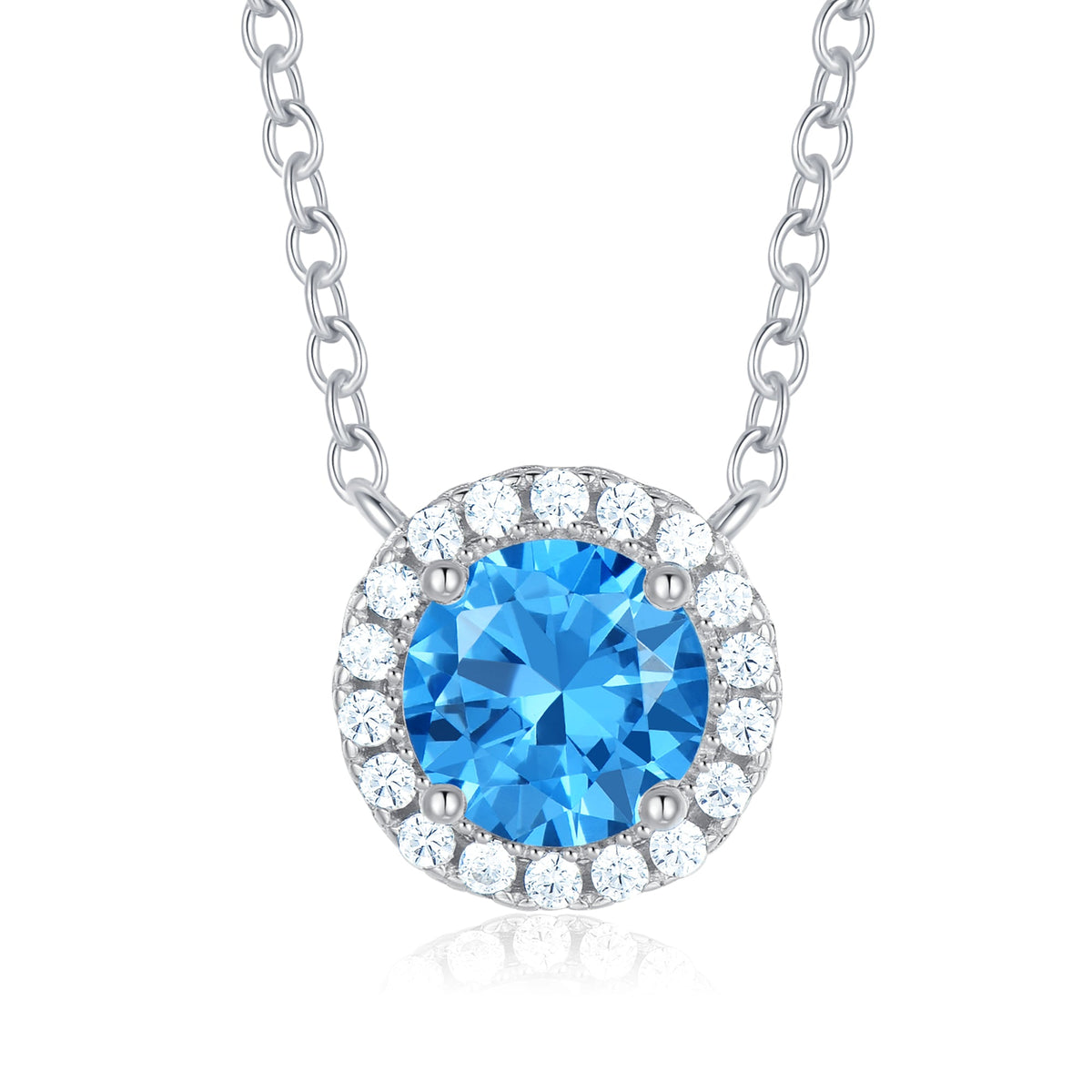 5A+ Sparking Round Shaped Cubic Zirconia 925 Sterling Silver Pendants with Adjustble Chain for Women