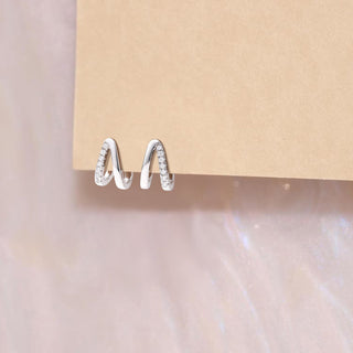 925 Sterling Silver Half Hoop Earrings For Women CZ Cubic Zirconia Earrings Small Split Huggie Hypoallergenic