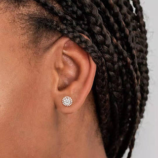 Fashion Jewelry Rose Gold Plated 925 Sterling Silver 0.5CT Round Cut Cubic Zirconia Stud Earrings for Unisex