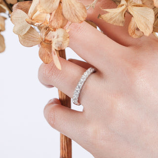 Women 925 Sterling Silver Ring Cubic Zirconia Eternity Stackable Ring