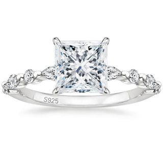 2ct 925 Sterling Silver Ring Women Princess Cut CZ Cubic Zirconia Engagement Rings