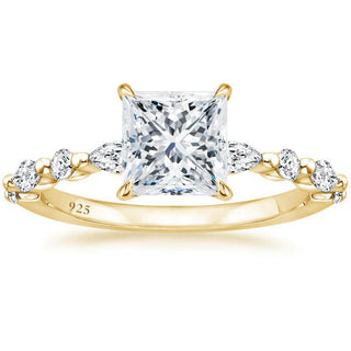 2ct 925 Sterling Silver Ring 14k Plated Gold Women Princess Cut CZ Engagement Bands