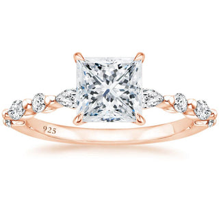 Rose Gold 2ct 925 Sterling Silver Ring Women Princess Cut Cubic Zirconia Engagement Rings