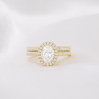 14K Gold Plated 1.5CT 925 Sterling Silver Bridal Rings Sets Oval Cut CZ Engagement Ring