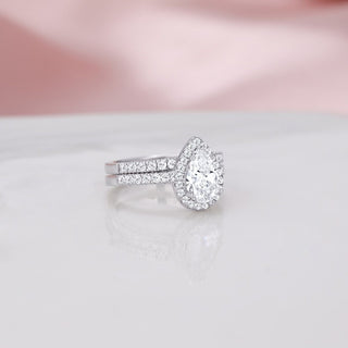 925 Sterling Silver Teardrop Bridal Rings Sets Cubic Zirconia Women Wedding Bands