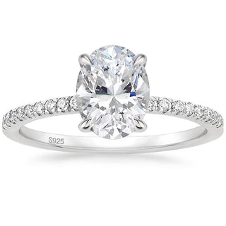 3Ct 925 Sterling Silver Rings Oval Cut Cubic Zirconia Women Engagement Bands