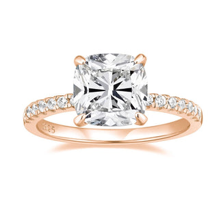 3.5Ct Rose Gold 925 Sterling Silver Rings Cushion Cut Cubic Zirconia CZ Women Engagement Bands