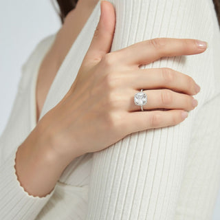 3.5Ct 925 Sterling Silver Ring Cushion Cut Cubic Zirconia Women Engagement Bands