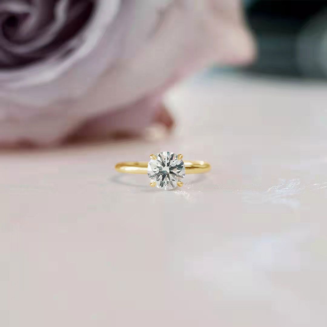 14K Gold Plated 925 Sterling Silver Rings Round Cut Solitaire Cubic Zirconia CZ Women Engagement Rings