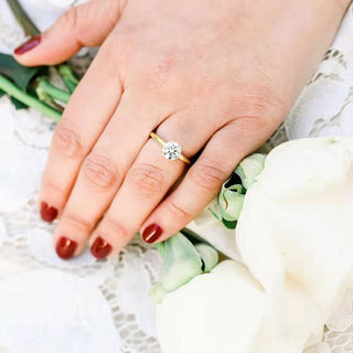 14K Gold Plated 925 Sterling Silver Rings Round Cut Solitaire Cubic Zirconia CZ Women Engagement Rings