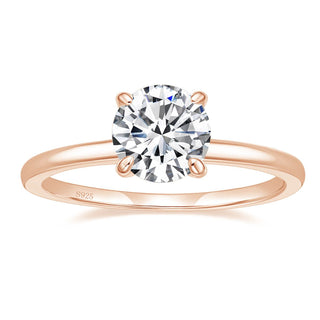 Rose Gold 925 Sterling Silver Rings Round Cut Solitaire Cubic Zirconia CZ Women Engagement Rings