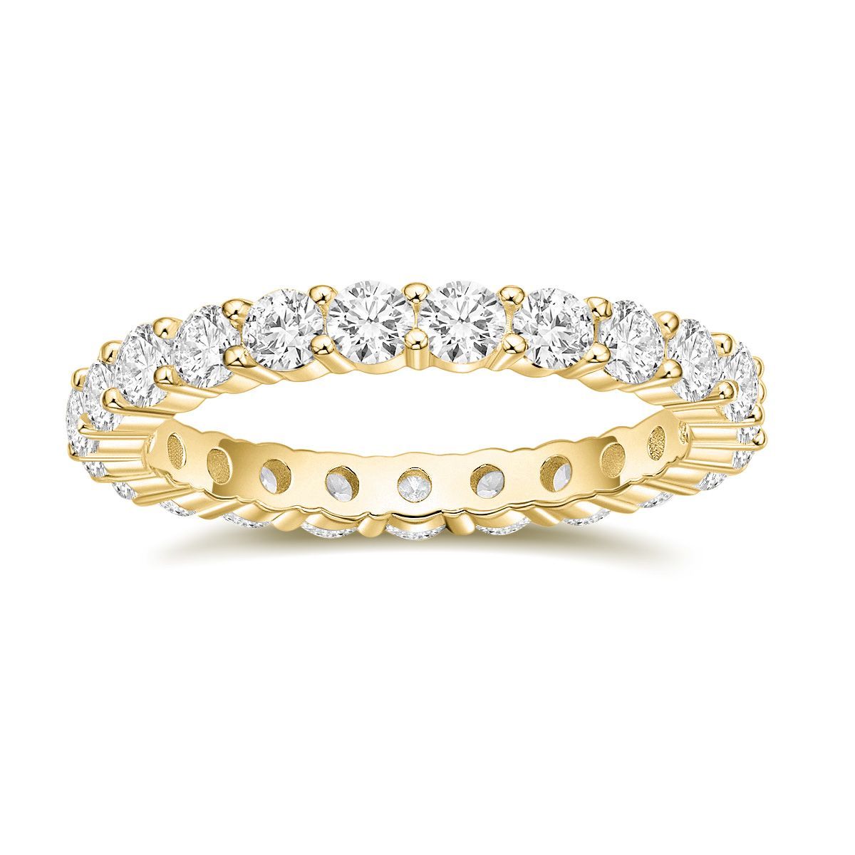 3mm 14K Gold Plated 925 Sterling Silver Women Round Cubic Zirconia Stackable Eternity Ring