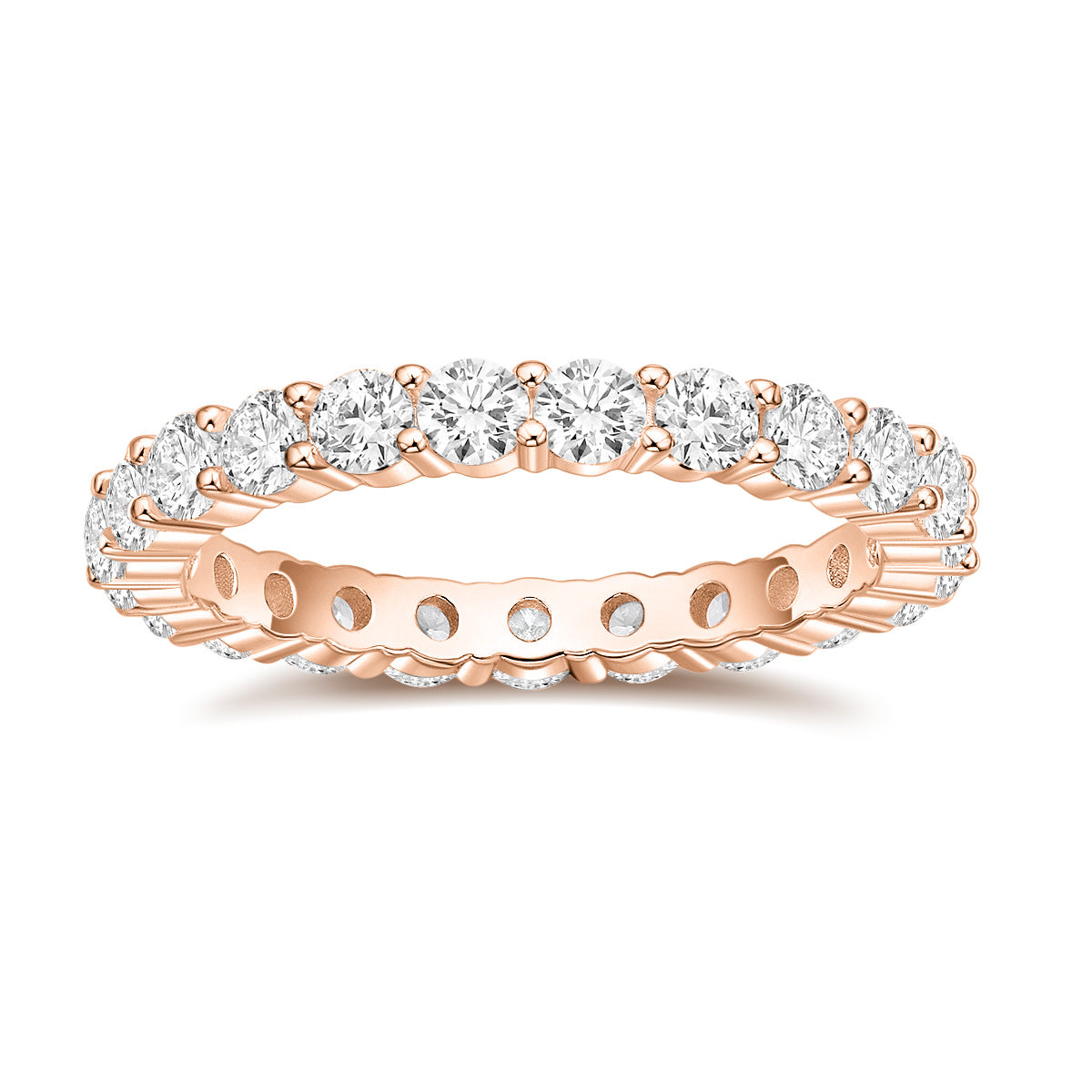 Round Cut 925 Sterling Silver Full Eternity Stackable Moissanite Ring for Women