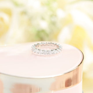 3mm 925 Sterling Silver Women Round Cubic Zirconia Stackable Eternity Ring