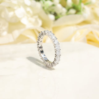 Round Cut 925 Sterling Silver Full Eternity Stackable Moissanite Ring for Women