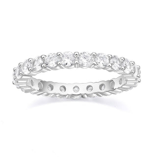 Round Cut 925 Sterling Silver Full Eternity Stackable Moissanite Ring for Women