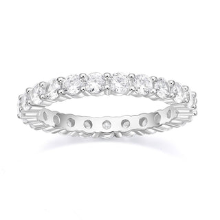 3mm 925 Sterling Silver Women Round Cubic Zirconia Stackable Eternity Ring