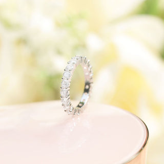 3mm 925 Sterling Silver Women Round Cubic Zirconia Stackable Eternity Ring