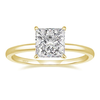 2Ct 14K Gold Plated 925 Sterling Silver Women Rings Princess Cut Cubic Zirconia CZ Engagement Bands