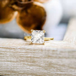 2Ct 14K Gold Plated 925 Sterling Silver Women Rings Princess Cut Cubic Zirconia CZ Engagement Bands