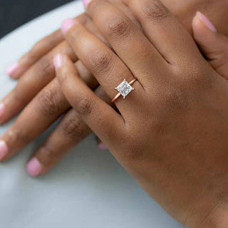 2Ct Rose Gold 925 Sterling Silver Women Rings Princess Cut Cubic Zirconia CZ Engagement Bands