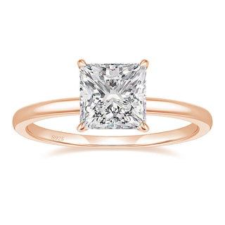 2Ct Rose Gold 925 Sterling Silver Women Rings Princess Cut Cubic Zirconia CZ Engagement Bands