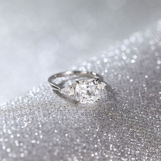 3Ct 925 Sterling Silver Rings 3-Stone Princess Square Cut Cubic Zirconia CZ Women Engagement Bands