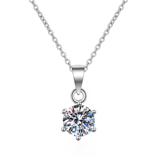 Fine Jewellery 1ct Round Cut S925 Sterling Silver Necklace with Zircon for Women Anniversary Engagement