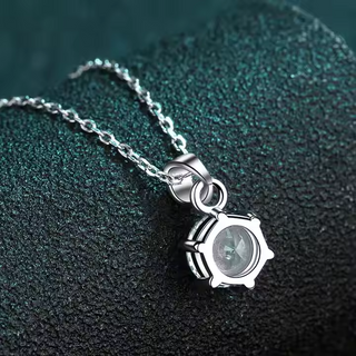 Fine Jewellery 1ct Round Cut S925 Sterling Silver Necklace with Zircon for Women Anniversary Engagement