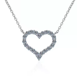 Fine Jewellery Adjustable Heart Shaped S925 Sterling Silver Moissanite Necklace for Women Girls Birthday Gift