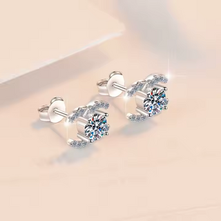 Fine Jewelry 0.5ct Round Cut Sparkling Zircon 925 Sterling Silver Earrings for Women Party Anniversary Engagement Gift