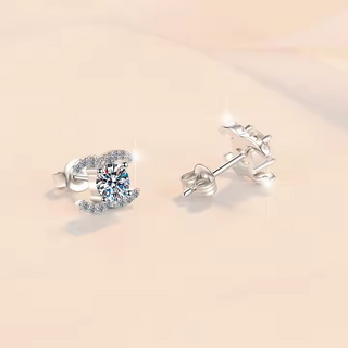 Fine Jewelry 0.5ct Round Cut Sparkling Zircon 925 Sterling Silver Earrings for Women Party Anniversary Engagement Gift
