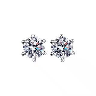 Fine Jewellery Polishing Craft Six Claw Zircon 925 Sterling Silver Earrings for Women Girl Party Anniversary
