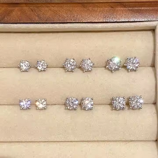 Fine Jewellery Polishing Craft Six Claw Zircon 925 Sterling Silver Earrings for Women Girl Party Anniversary