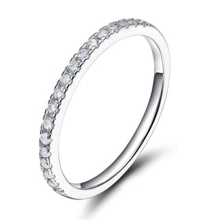 925 Sterling Silver Moissanite Rings Half VVS1 Wedding Band Eternity Stackable Ring