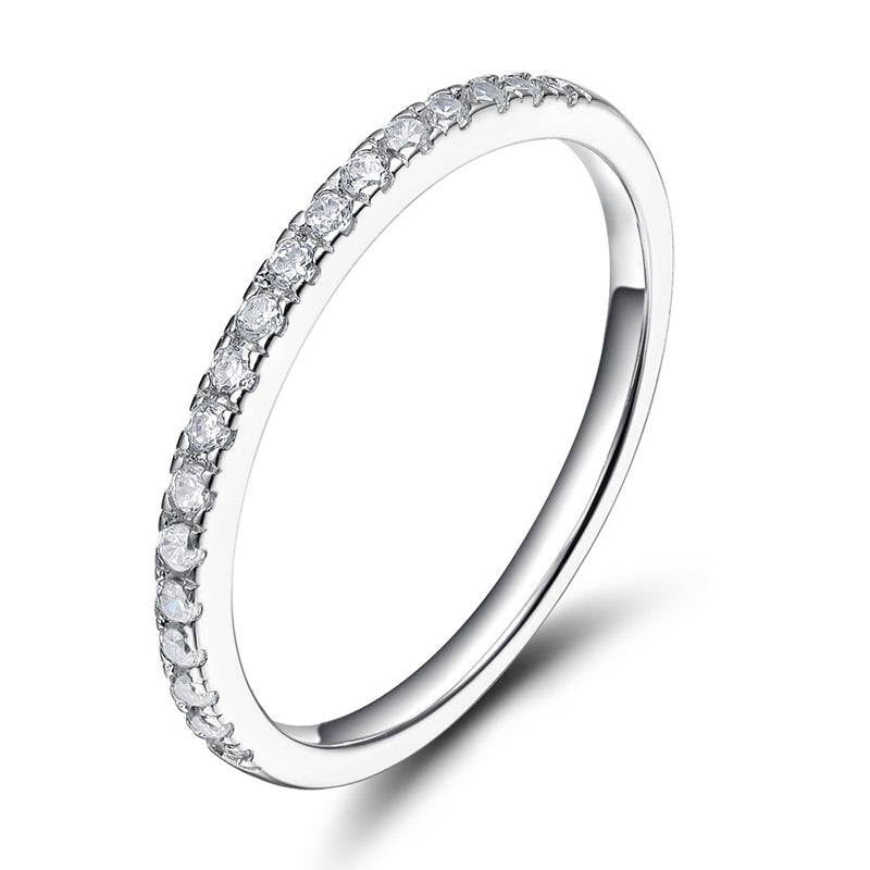 925 Sterling Silver Moissanite Rings Half VVS1 Wedding Band Eternity Stackable Ring