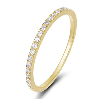 2mm 14K Gold Plated 925 Sterling Silver Rings Women Cubic Zirconia Eternity Ring