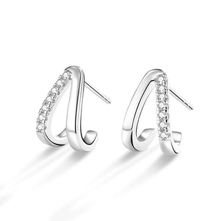 925 Sterling Silver Half Hoop Earrings For Women CZ Cubic Zirconia Earrings Small Split Huggie Hypoallergenic