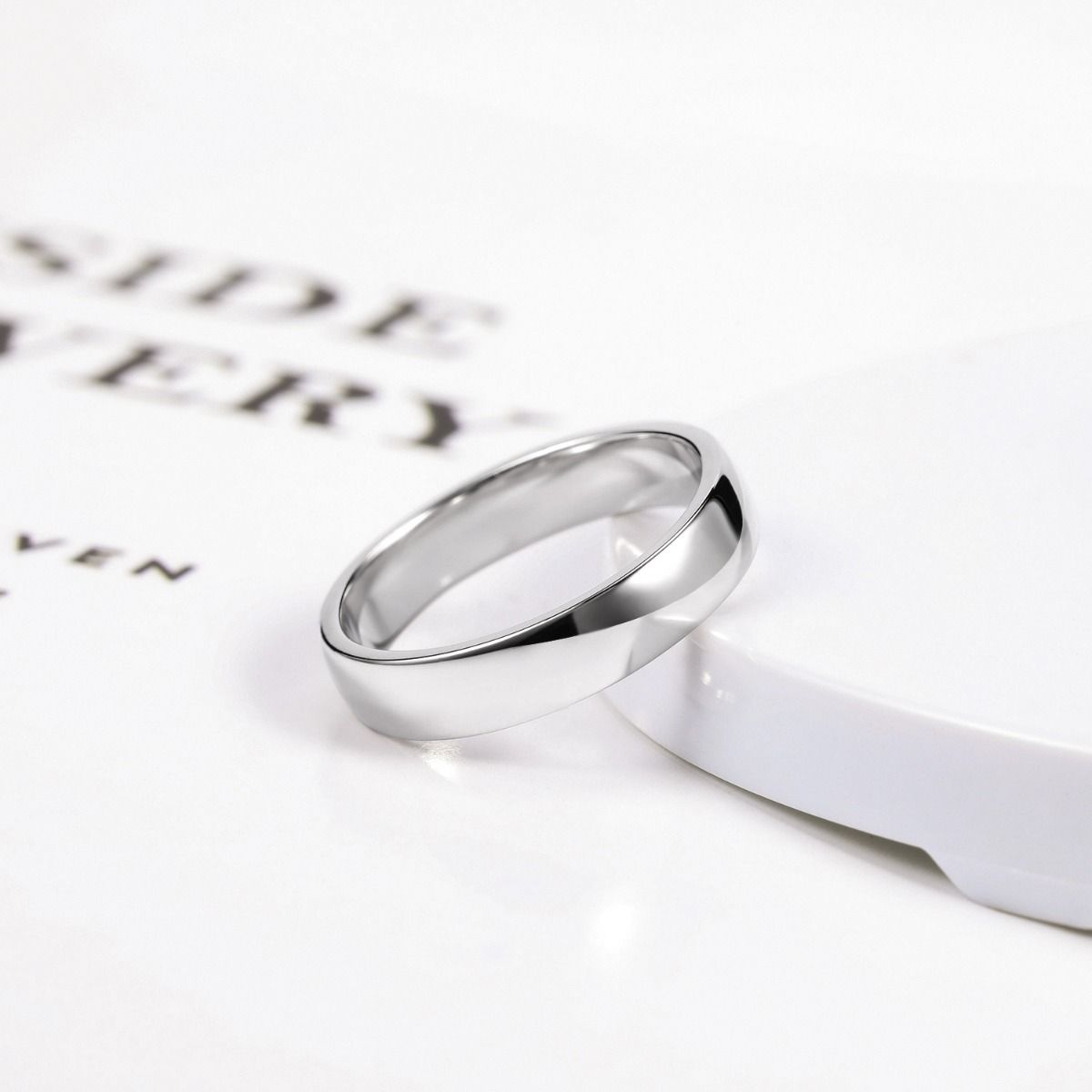 4mm High Polished Women 925 Sterling Silver Rings Wedding Bands