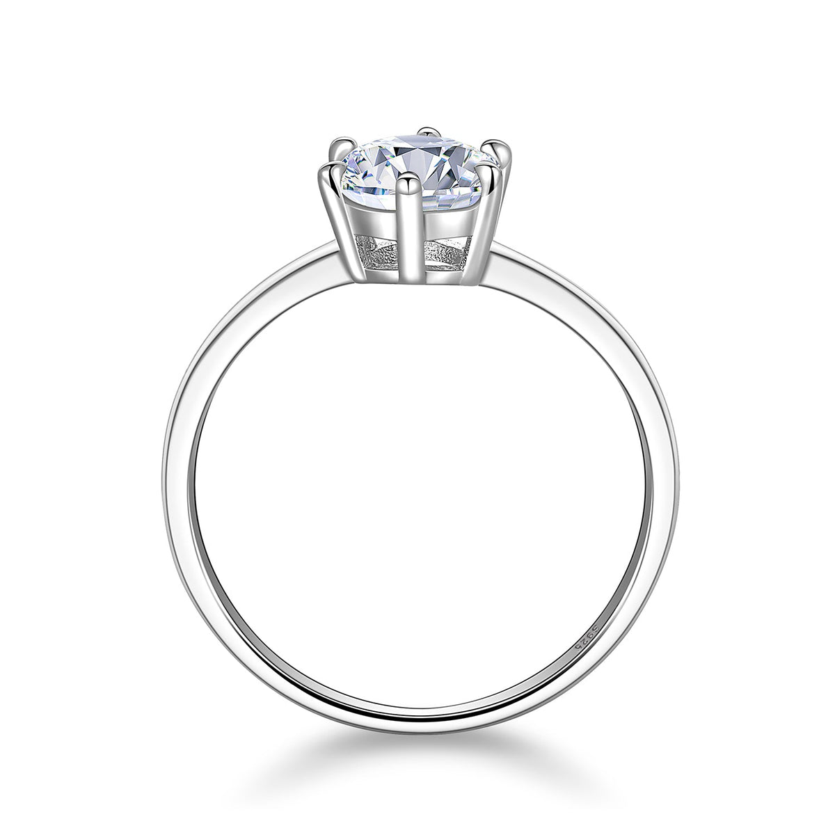 Real 1ct Round Cut Moissanite S925 Sterling Silver Engagement Rings For Women With Certificate