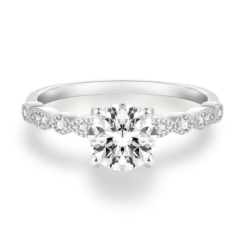 1.2CT Round Cut Zircon S925 Sterling Silver Ring Romantic Engagement Anniversary Wedding Fine Jewelry for Women
