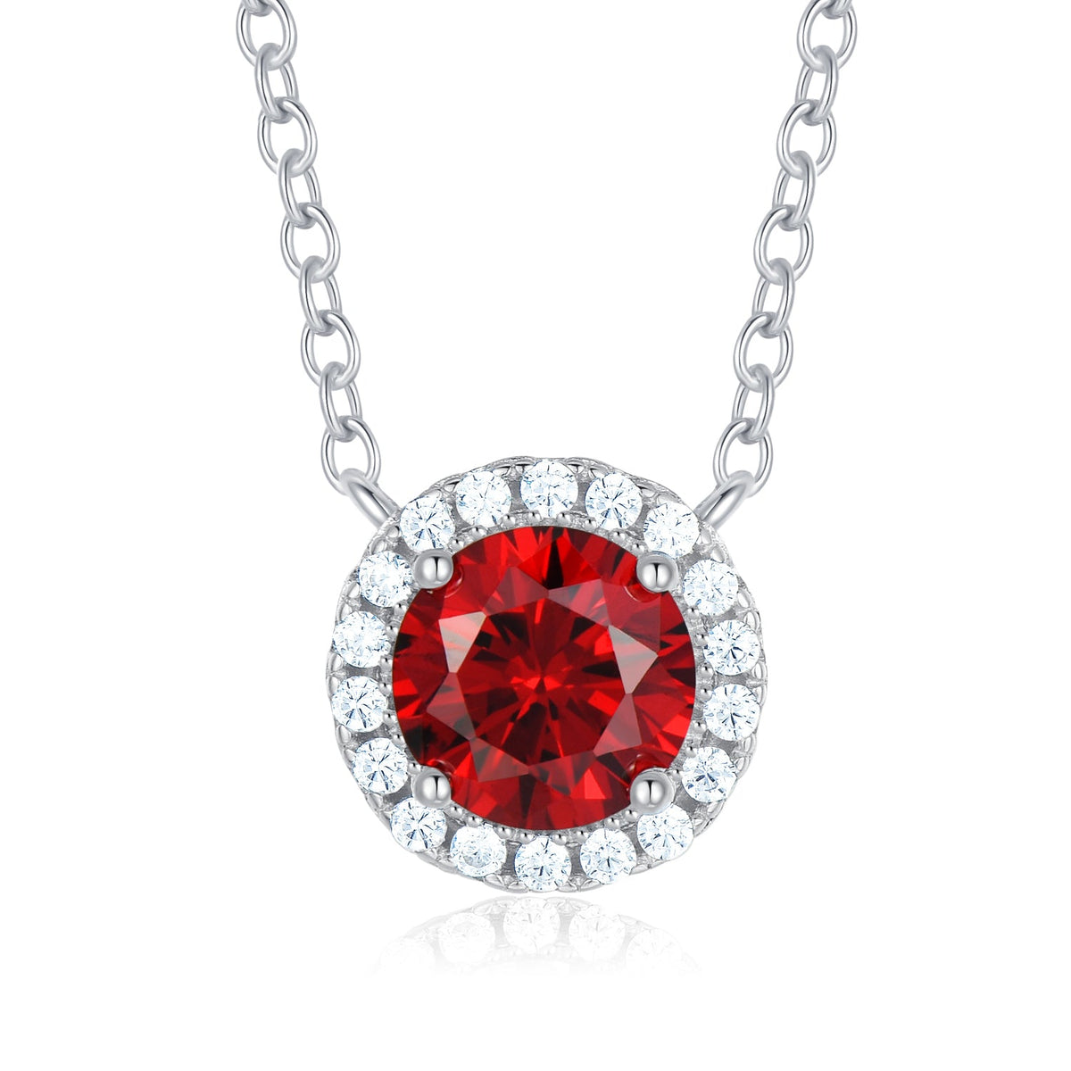 5A+ Sparking Round Shaped Cubic Zirconia 925 Sterling Silver Pendants with Adjustble Chain for Women